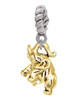 Gold Tone Mini 3-D Elephant Rope Charm Bead Dangle