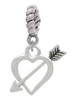 Open Heart with Feathered Arrow Rope Charm Bead Dangle