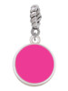 Small Hot Pink Enamel Disc Rope Charm Bead Dangle