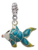 Blue Tropical Fish with Yellow Fins Rope Charm Bead Dangle