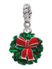 Enamel Wreath with Bow Rope Charm Bead Dangle