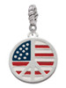 Large Peace Sign with USA Flag Rope Charm Bead Dangle