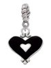 Black and White Enamel Heart Rope Charm Bead Dangle