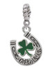 Irish Luck Horseshoe with Shamrock Rope Charm Bead Dangle
