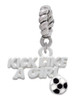 Kick Like a Girl with Enamel Soccer Ball Rope Charm Bead Dangle