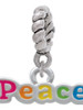 Rainbow Colored ''Peace'' Rope Charm Bead Dangle