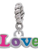 Rainbow Colored ''Love'' Rope Charm Bead Dangle