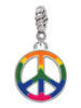Large Rainbow Colored Peace Sign Rope Charm Bead Dangle