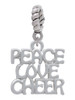 Medium ''Peace Love Cheer'' Rope Charm Bead Dangle