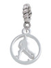Field Hockey Player Silhouette in 1/2'' Disc Rope Charm Bead Dangle