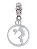 Volleyball Player Silhouette in 1/2'' Disc Rope Charm Bead Dangle