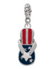 USA Patriotic Flip Flop with White Star Rope Charm Bead Dangle