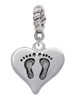 Heart with Baby Feet Rope Charm Bead Dangle