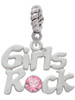 Girls Rock with Light Pink Crystal Rope Charm Bead Dangle