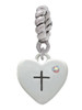 Small Heart with Cross & Fish with Crystal Rope Charm Bead Dangle