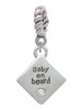 2-D ''Baby on Board'' Sign with Foot Print Rope Charm Bead Dangle