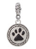 Black Paw in Rope Border Rope Charm Bead Dangle