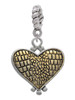 Two Tone Alligator Print Heart Rope Charm Bead Dangle