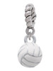 3-D White Volleyball Rope Charm Bead Dangle