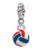3-D Red White & Blue Volleyball Rope Charm Bead Dangle