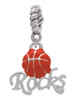 Enamel Basketball ''Rocks'' Rope Charm Bead Dangle