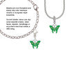 Lime Green Butterfly with 2 Lime Green Crystals Rope Charm Bead Dangle