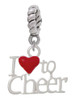 I love to Cheer with Red Heart Rope Charm Bead Dangle