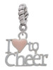 I love to Cheer with Pink Heart Rope Charm Bead Dangle