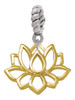 Gold Tone Lotus Outline Rope Charm Bead Dangle