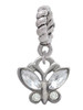 Mini Butterfly with Clear Wings & Crystals Rope Charm Bead Dangle
