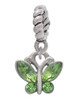 Mini Butterfly with Green Wings & Crystals Rope Charm Bead Dangle