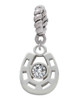 Small Clear Crystal Horseshoe Rope Charm Bead Dangle