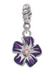 Purple and White African Violet Flower with Pink Crystal Rope Charm Bead Dangle
