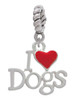 I love Dogs with Red Heart Rope Charm Bead Dangle