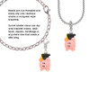 Resin Pink Pig Graduate Rope Charm Bead Dangle