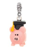 Resin Pink Pig Graduate Rope Charm Bead Dangle