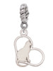 Cat Silhouette Heart Rope Charm Bead Dangle