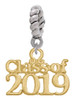 Gold Tone Class of 2019 Rope Charm Bead Dangle