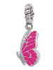 Translucent Hot Pink Flying Butterfly Rope Charm Bead Dangle