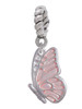 Translucent Pink Flying Butterfly Rope Charm Bead Dangle