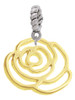 Large Gold Tone Rose Outline Rope Charm Bead Dangle