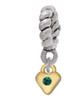 Mini May - Green Crystal Gold Tone Heart Rope Charm Bead Dangle