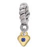 Mini September - Blue Crystal Gold Tone Heart Rope Charm Bead Dangle
