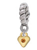 Mini November - Yellow Crystal Gold Tone Heart Rope Charm Bead Dangle