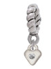 Mini April - Clear Crystal Heart Rope Charm Bead Dangle