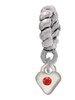 Mini July - Red Crystal Heart Rope Charm Bead Dangle