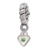 Mini August - Lime Green Crystal Heart Rope Charm Bead Dangle