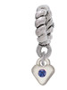 Mini September - Blue Crystal Heart Rope Charm Bead Dangle