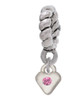 Mini October - Hot Pink Crystal Heart Rope Charm Bead Dangle