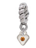 Mini November - Yellow Crystal Heart Rope Charm Bead Dangle